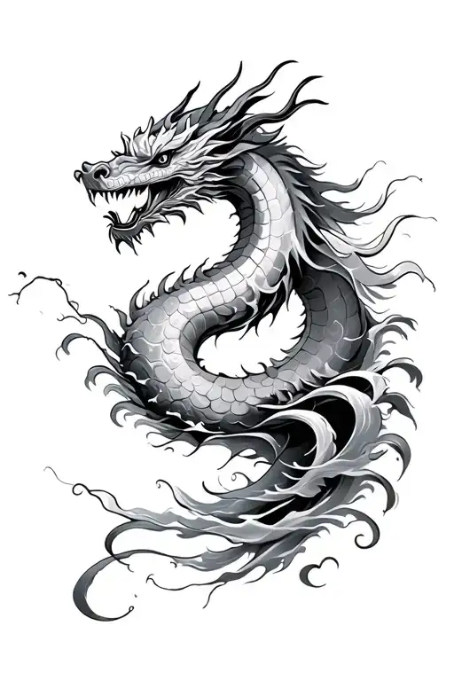 chinese dragon surrounded by water waves back tattoo tattoo design idea