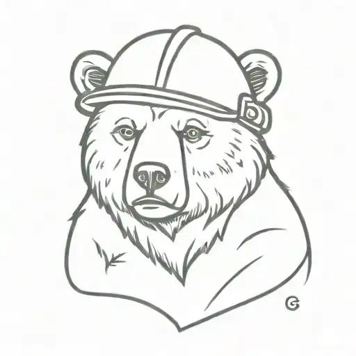 Canadian bear wearing hard hat tattoo design idea