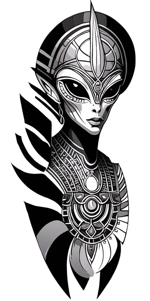 sacred geometry egyptian alien tattoo design idea