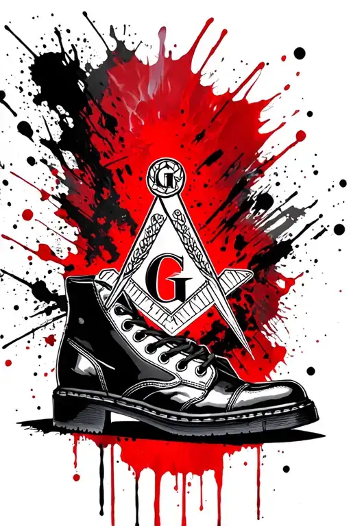 tattoo of masonic emblem and fallen shoes logo incorporating elements tattoo design idea