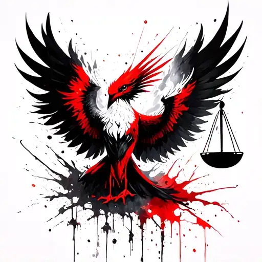 firebird slavic folklore with justice scales tattoo design idea