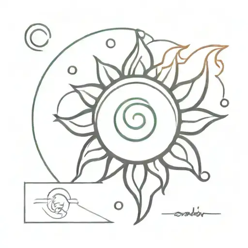 cartoonish cutie mark representing something fiery leo zodiac sign sun solar tattoo design idea