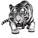 tiger crawling down tattoo design idea