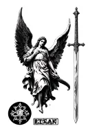 Arch Angel Gabriel with sword tattoo design idea
