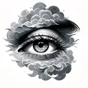 traditional eye and clouds tattoo design idea