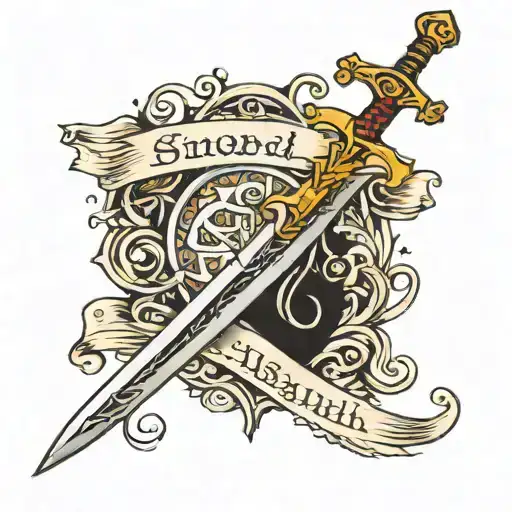 sword and Isaiah 6:8 written tattoo design idea