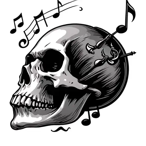 skull and music inspired objects tattoo design idea