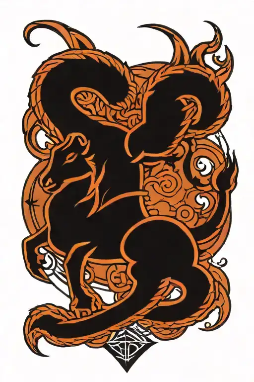 Capricorn zodiac signs tattoo design idea