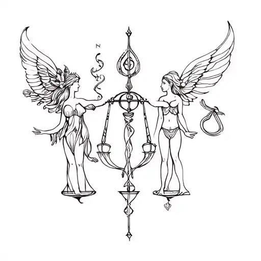 Libra mum; leo daughter; pisces daughter; sagittarius son; cancer son; balanced, cohesive, loving tattoo design idea