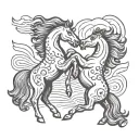 two mustangs fighting each other tattoo design idea