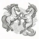 two mustangs fighting each other tattoo design idea