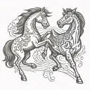 two mustangs fighting each other tattoo design idea