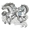 two mustangs fighting each other tattoo design idea