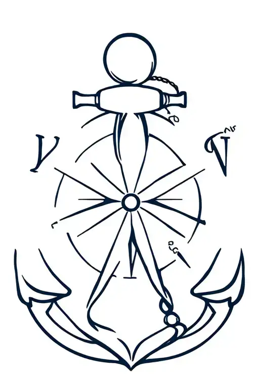 compass and an anchor tattoo design idea