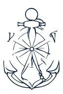 compass and an anchor tattoo design idea