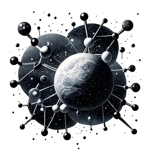 Dmt Molecule universe inside minimali line style tattoo design idea