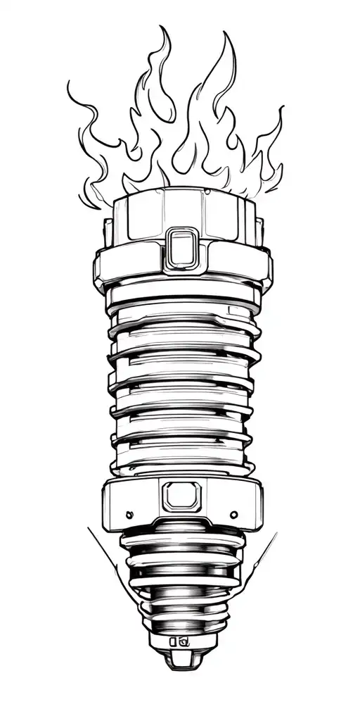 2013 dodge viper, spark plugs, fire, manual transmission, that transitions into Rivian with high voltage cables  tattoo design idea