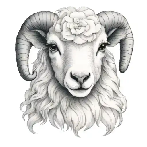 cute cartoon lamb face tattoo design idea