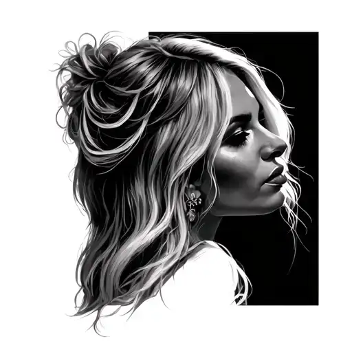 Courtney love lady head profile tattoo design idea