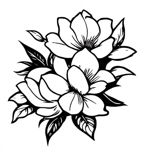 Magnolias and squirtle tattoo design idea