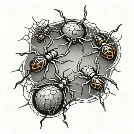 black widow spiders with webs tattoo design idea