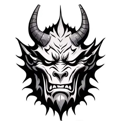 Broken Oni Mask tattoo design idea