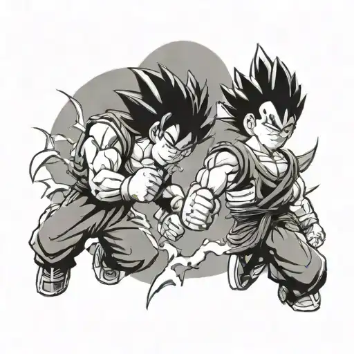 goku. and vegeta fist bump tattoo design idea