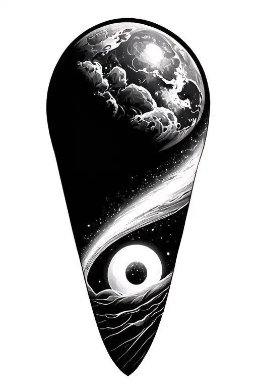 Can you create a meaningful out of this world tattoo which symbolizes ones character being paradoxical, self sabotaging  tattoo design idea