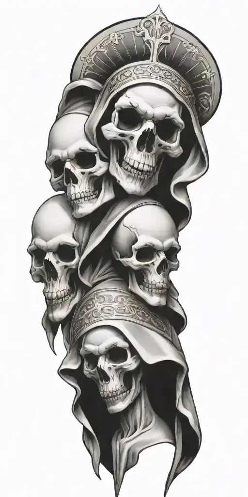 evil nun skulls tattoo design idea