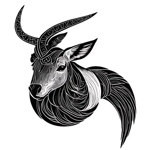 minimal fin line feminine Sagittarius Taurus Pisces symbols integrated tattoo design idea