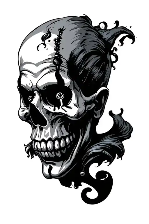 clown skull tattoo design idea