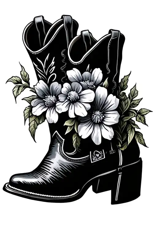bluebonnet inside a cowboy boots tattoo design idea