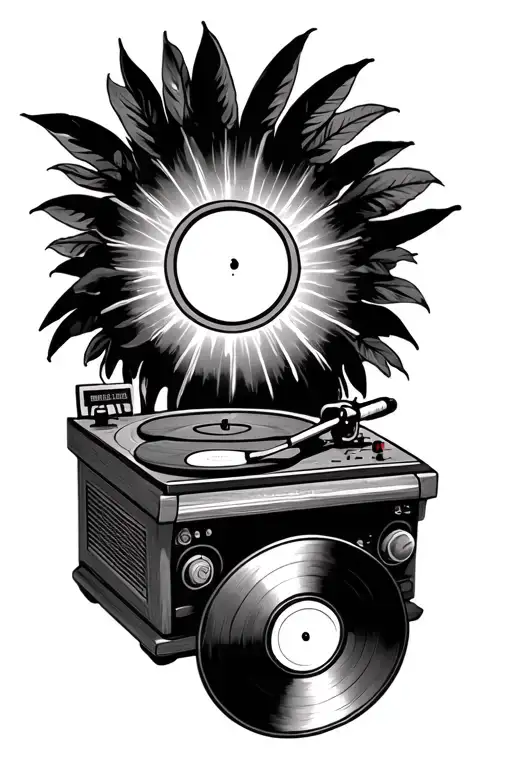 reggae music with record player tattoo design idea