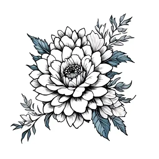 Fine line wrap around ankle chrysanthemum, violet, rose, carnation tattoo design idea