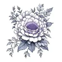 Fine line wrap around ankle chrysanthemum, violet, rose, carnation tattoo design idea