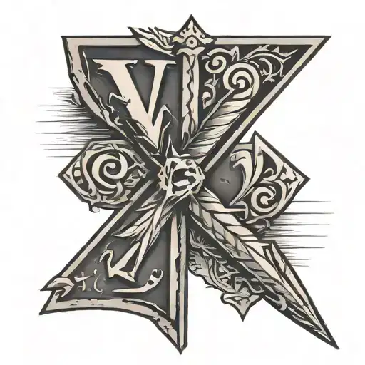 letters a and v on arrows tattoo design idea