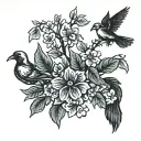 poison tree with doves  tattoo design idea