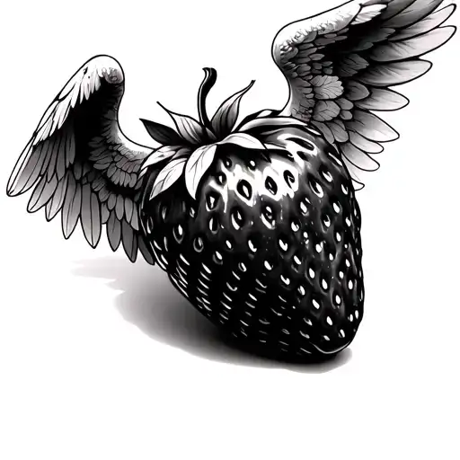 strawberry with angel wings  tattoo design idea