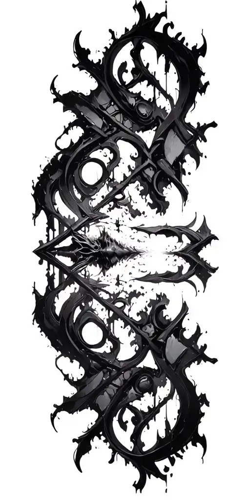 thick cyber sigilism gothic brutalism black abstract dynamic modern neogothic dark tattoo design idea