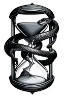broken  emphasized hourglass with black mamba wrapped around and through  tattoo design idea