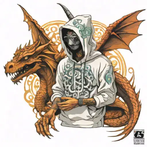 hacker hoodie and code infused with dragon tattoo design idea