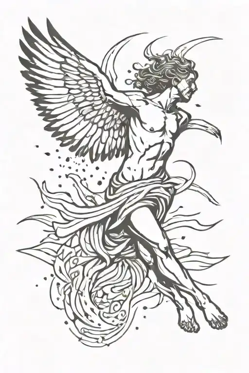 icarus falling from the sky tattoo design idea