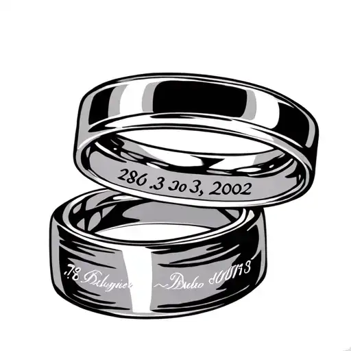 2 wedding rings with date 28-03-2002 in it tattoo design idea