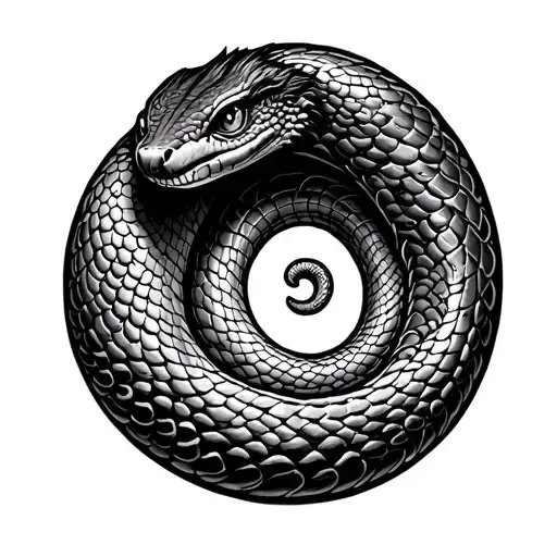 snake with pachamama spiral tattoo design idea
