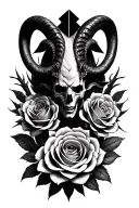 baphomet black roses pentagram tattoo design idea