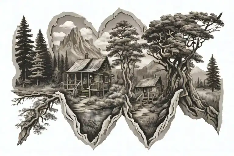 outdoor scene tattoo design idea