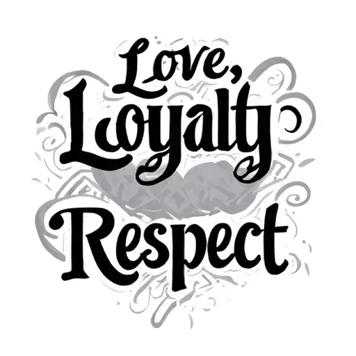 The text "Love, Loyalty, Respect". One word on each line tattoo design idea