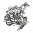full throttle harley davidson motorcycle heart beat tattoo design idea