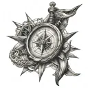 marlin anchor and compass long line tattoo tattoo design idea