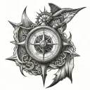 marlin anchor and compass long line tattoo tattoo design idea